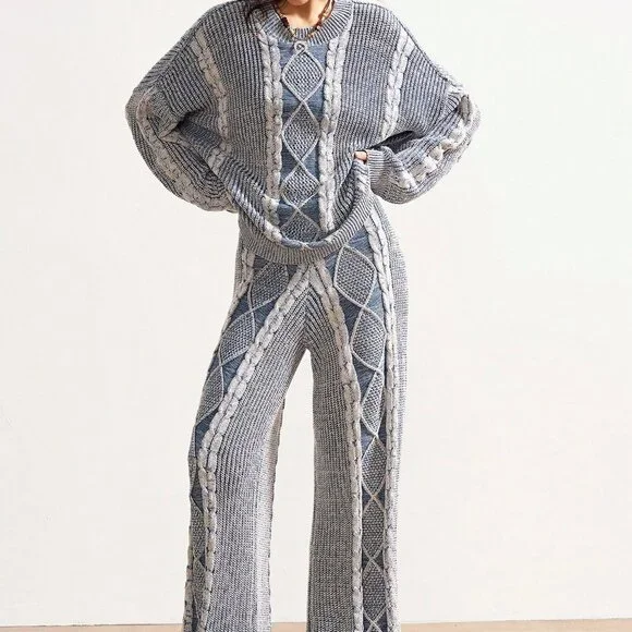 Blue And White Casual Boho Women's Sweater - Picture 7 of 8